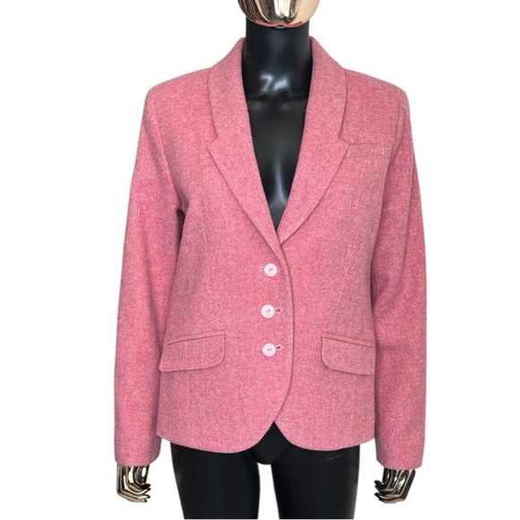 Pendleton Country Clothes Pink Wool Herringbone Blazer Jacket Women’s Size 12 - Picture 3 of 13